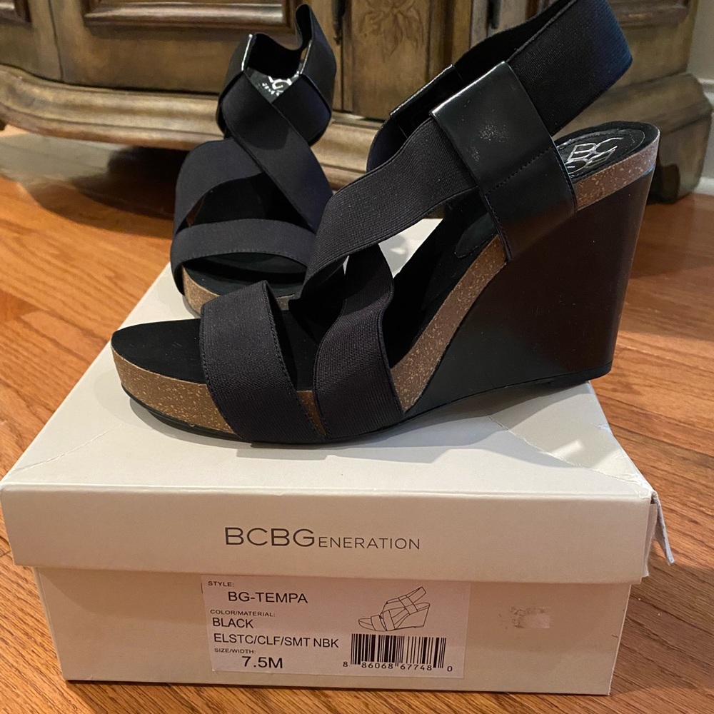 BCBG Generation wedge sandals. NIB